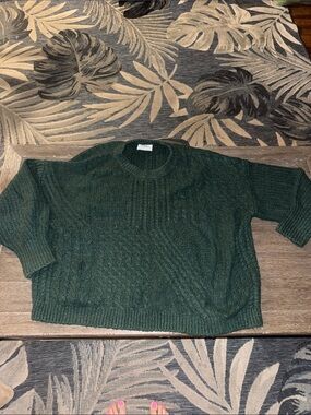 Women's Forest Green Cable Knit Sweater oversized XL